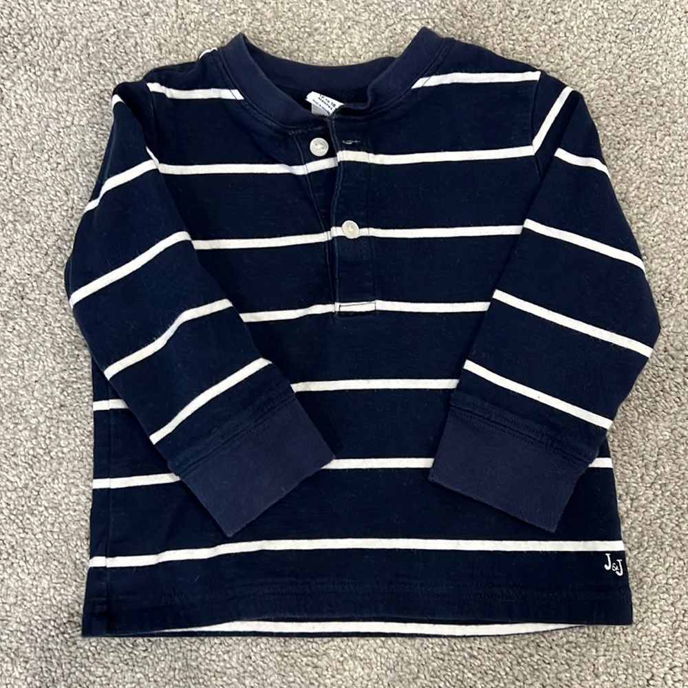 Janie and Jack Striped Henley Long Sleeve Shirt 12-18Month
